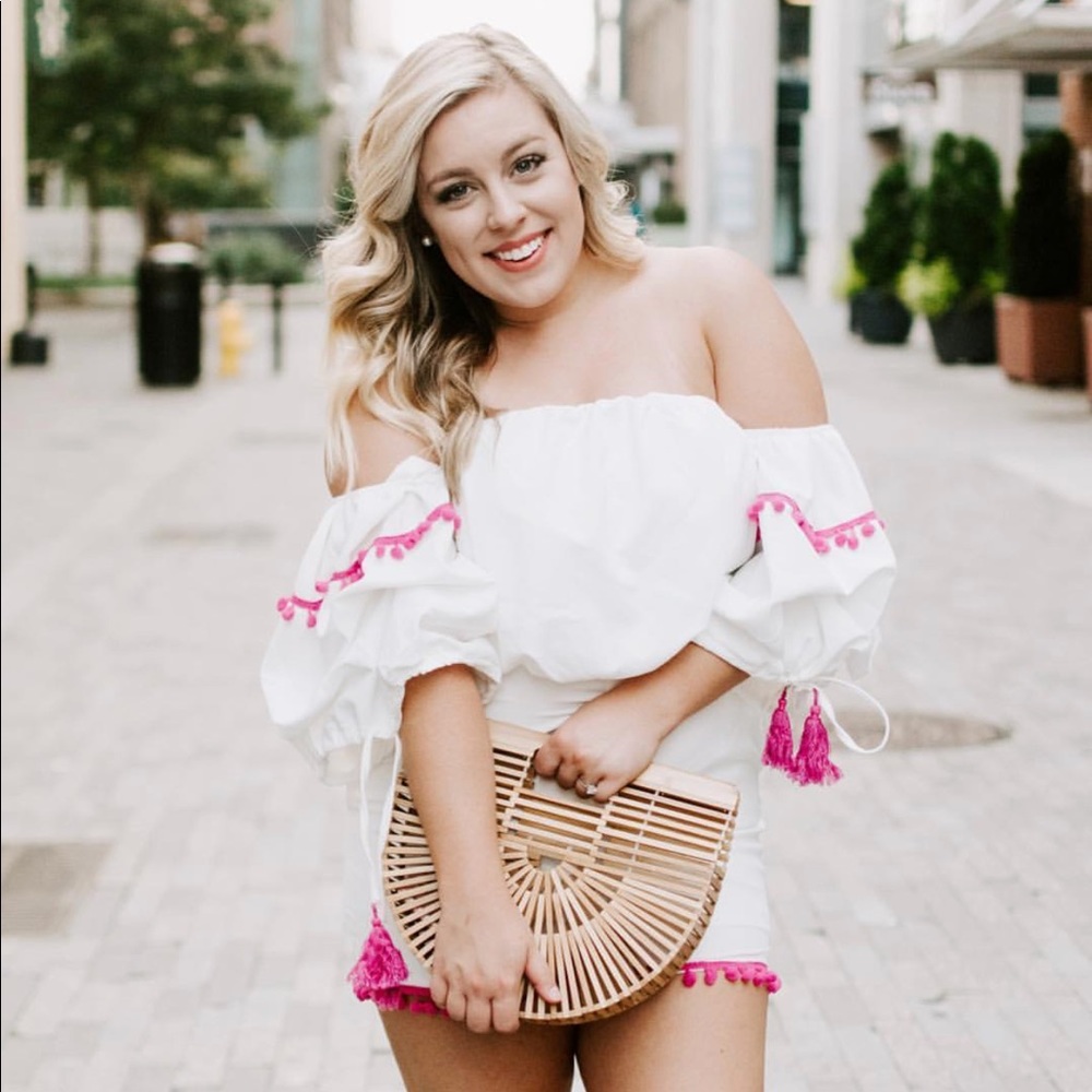 Pink and White Pom-Pom Romper